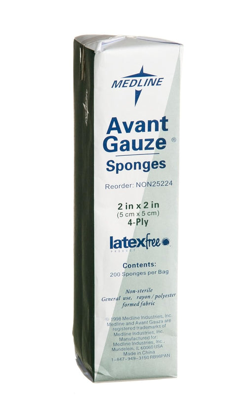 Medline Avant Gauze Non-Sterile Sponges, 2" x 2", 4-Ply, Pack of 200