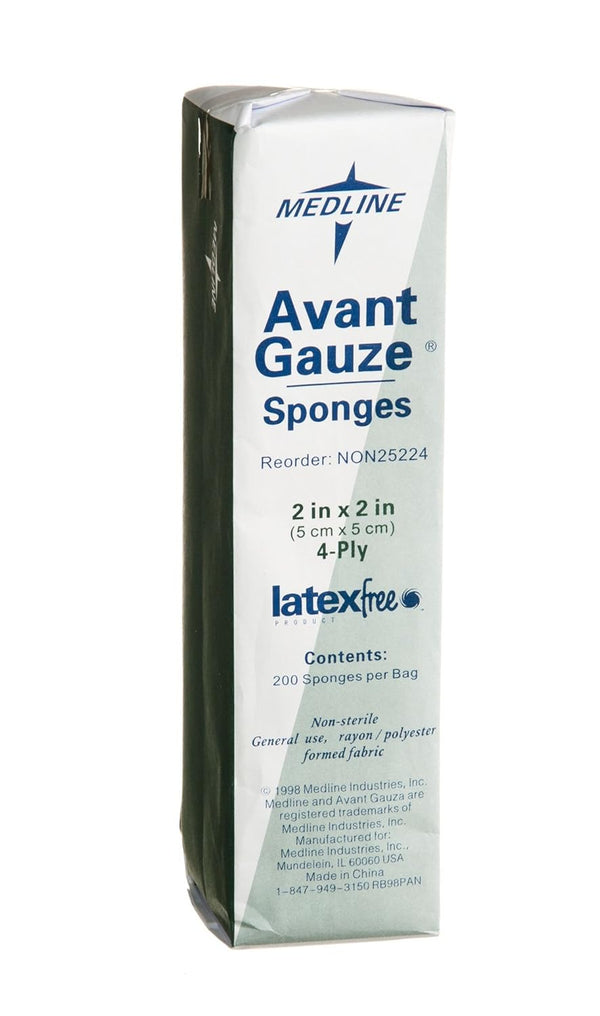 Medline Avant Gauze Non-Sterile Sponges, 2" x 2", 4-Ply, Pack of 200