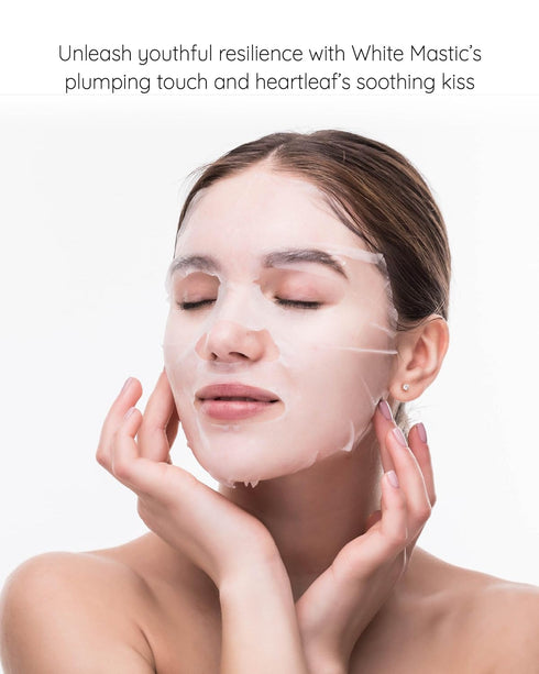 White Mastic Face Mask (Heartleaf Calming, 4 pc) - Premium Korean Skin Care for Soothing & Deep Moisturization