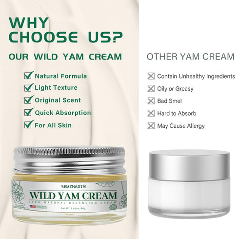 SEMZHAOTAI 2.82 oz Organic Wild Yam Cream - Hormone Balance & Menopause Relief, Supports Hot Flashes & Night Sweats
