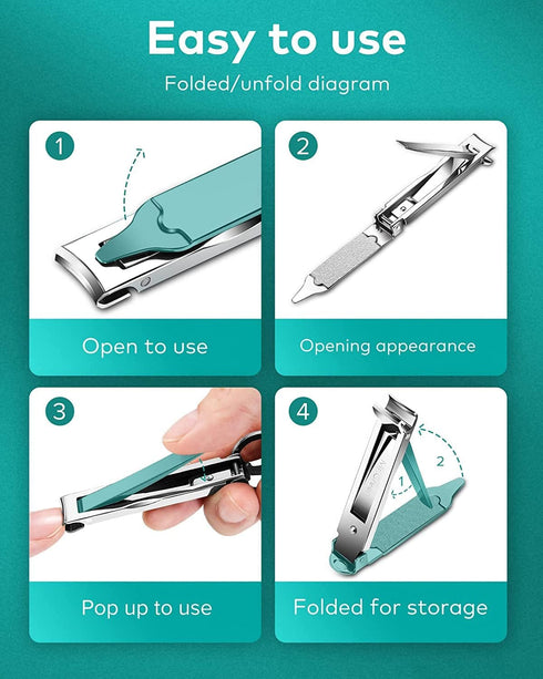 MR.GREEN Portable Nail Clippers, Medical Grade Stainless Steel Foldable Nail Cutter, Ultra Slim Travel Design