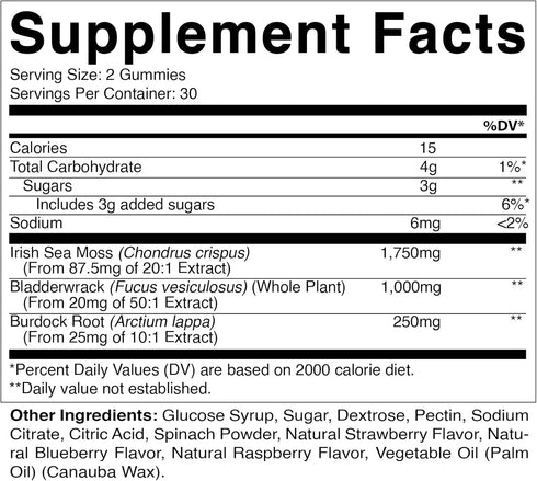 Vitamatic Irish Sea Moss Gummies - 3000 mg, 60 Vegan Gummies for Thyroid, Energy, Immune Support - Pack of 3