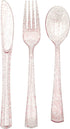 180PCS Rose Gold Plastic Silverware Set, 60 Gold Forks, 60 Gold Spoons, 60 Gold Knives, Disposable Cutlery for Party