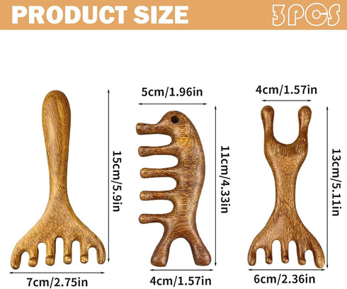 hinbkenla 3 5 Pcs Scalp Massage Tool,Foot Massager Tool,Wooden Scalp Massager, Massage Comb,Foot Massage Tool,Labor