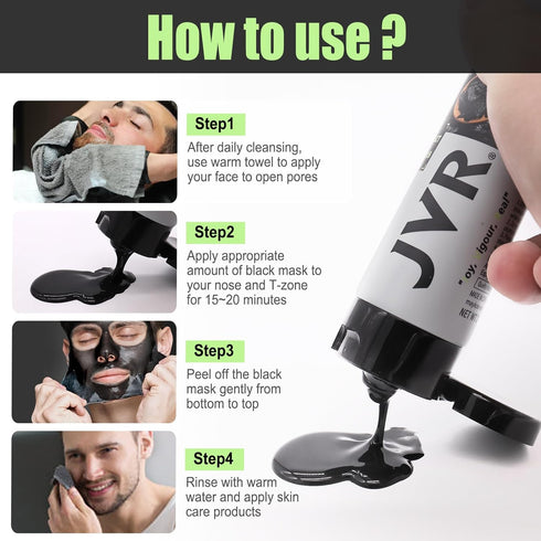JVR Peel Off Face Mask - Blackhead Remover for Men and Women, 2 IN 1 Charcoal Peel Off Mask, 2.12 OZ