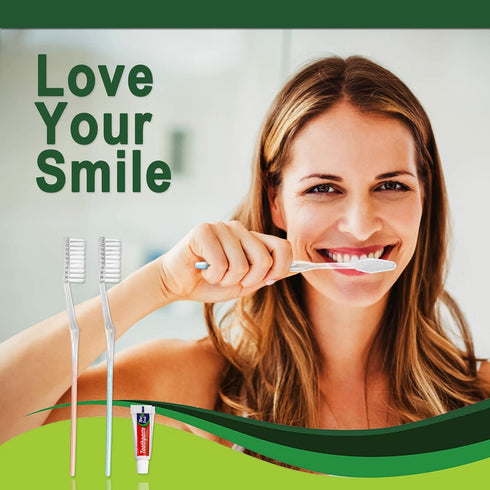 100 Pack Disposable Toothbrushes with Toothpaste, Individually Wrapped Travel Toothbrushes, Soft Bristle, 2 Colors