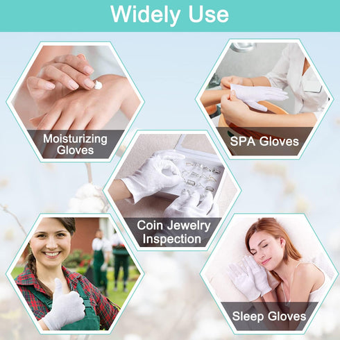 Kids Cotton Gloves 24pcs Soft White Moisturizing Eczema Gloves for Dry Hands SPA Inspection (X-Small)