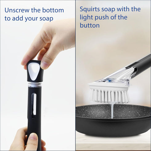 RIMAY Soap Dispensing Dish Brush, Dish Scrubber with Soap Dispenser, Dish Soap Brush, Dish Wand with Soap Dispenser