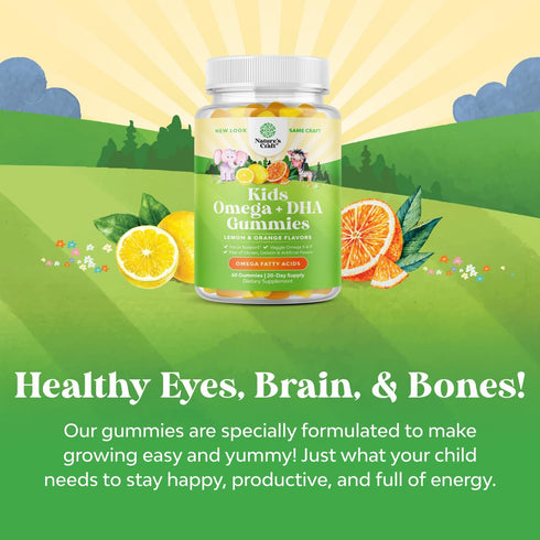 Kids DHA Omega 3 Gummies - Delicious Fish Free DHA Kids Omega 3 Gummies with Vegetarian Omega 3 6 9 for Vision, Brain &