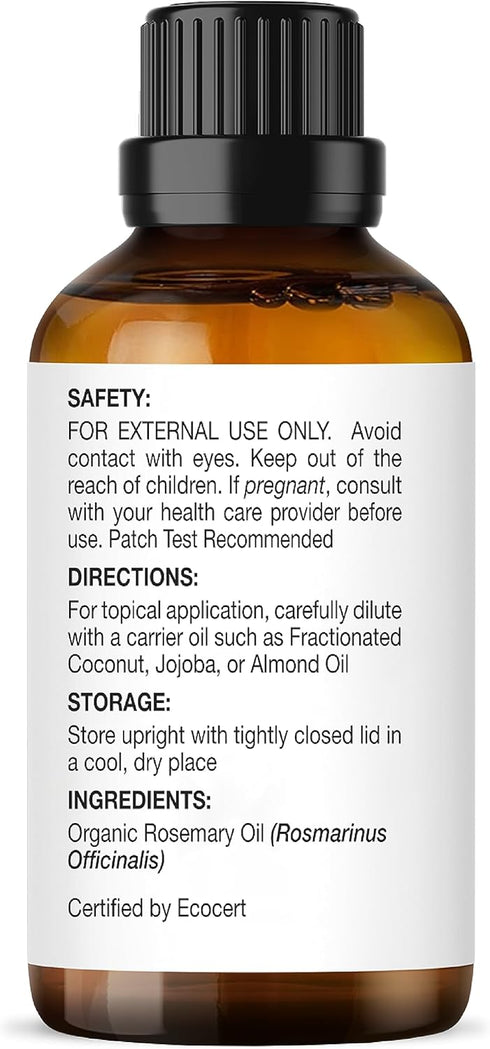 Majestic Pure USDA Organic Rosemary Essential Oil, 100% Premium Grade for Hair Growth, Skin, Aromatherapy, 1 fl oz