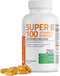 Bronson Super B 100 Vitamin B Complex - Sustained Release, Supports Energy Metabolism & Nervous System, 250 Tablets