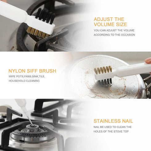 HJZHII 4 1Kitchen in Cleaning Scrub Brush, Deep Gas Stove Brass Wire Brush with Stiff Bristles & Cooktop Scraper