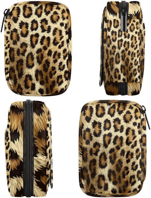 Skonsati 7 Leopard Cheetah Weekly Pill Organizer Pill Caes Bag Day Medicine Container Case with Removable Pill Box
