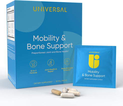 Mobility & Bone Support Daily Multivitamin Supplement - Joint Care, Vitamin D, C, K2, Collagen, Turmeric, 30 Pack