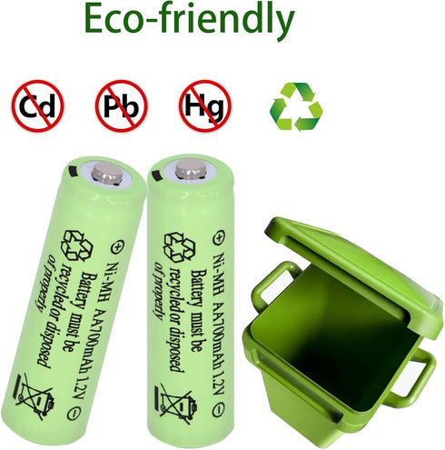 16 Packs Rechargeable AA Size Batteries, 1.2V 700mAh Ni-MH for Outdoor String Lights, Solar Lights