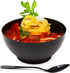 50 Pack 3 oz. Asian-Style Black Mini Plastic Bowls with Spoons for Appetizers & Disposable Dessert Bowls