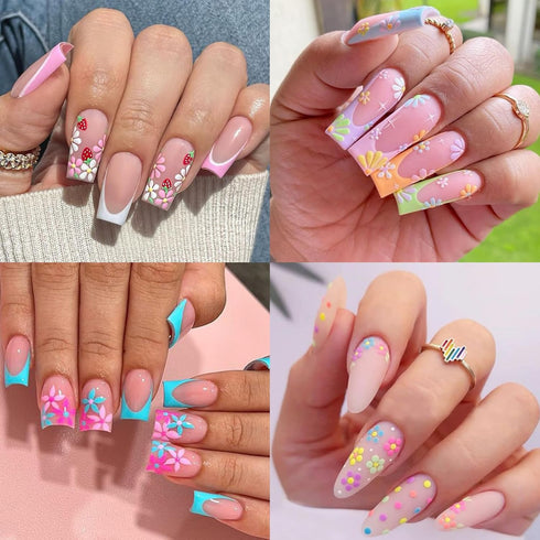 Flower Nail Art Stickers, 5D Embossed Self-Adhesive Decals, Spring Daisy Nail Design for Women Girls DIY Decoration