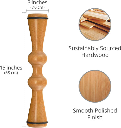 Body Back Wood Back Roller - Spine Stretcher & Aligner for Back Pain Relief and Muscle Recovery