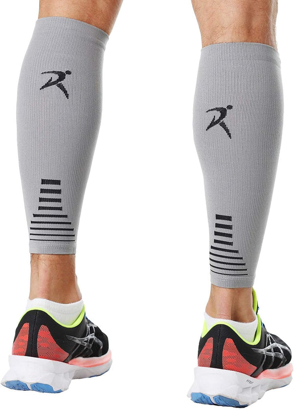 Rymora Leg Compression Sleeve, Calf Support for Pain Relief, Comfortable Footless Socks for Fitness, Running, Grey,