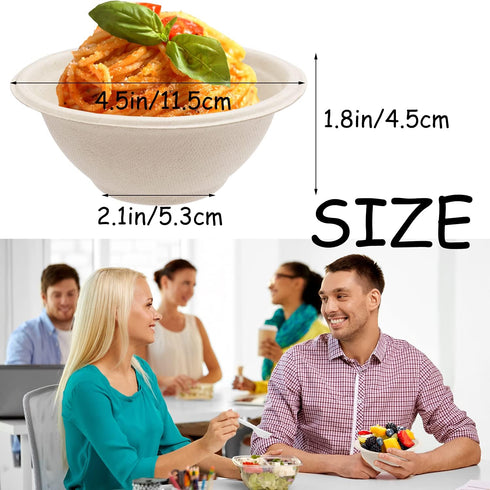 100 Pack Compostable 8oz Paper Bowls,Heavy-Duty Quality Natural Disposable Bagasse Bowls,Biodegradable Natural Colour Paper Bowls for Salad,Hot Soup,Pasta and Dessert by Tiaiidi