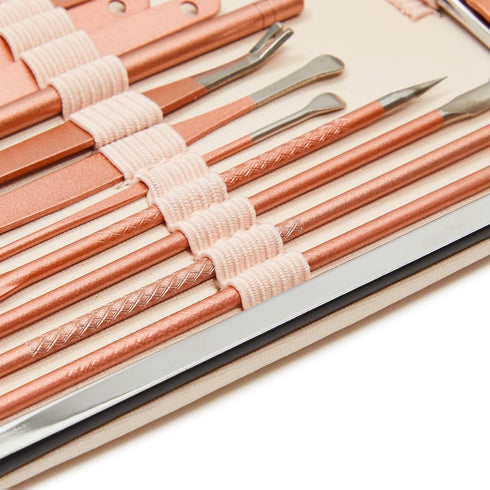 Okuna Outpost Pink Manicure Pedicure Kit, 23-in-1 Nail Clipper Set for Women with Travel Case