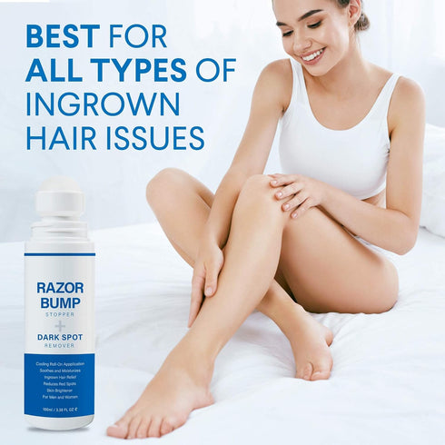 Razor Bump Stopper with Ingrown Hair Treatment for Men and Women, After Shave Solution for Ingrown Hairs, Roll on