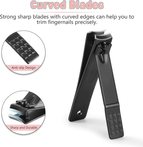 Manicure Set - Jubolion 19pcs Stainless Steel Nail Clippers Pedicure Kit with Black Leather Case