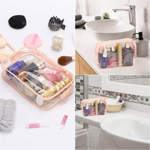 Tbestmax 10 Pack Clear Cosmetic Bags Portable Waterproof TSA Approved Travel Toiletry Bags Organizer