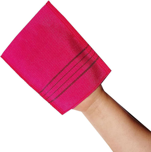 Korean Asian Exfoliating Bath Washcloth Mitt for Dead Skin Removal, Exfoliating Body Scrubber, Green2 Red2