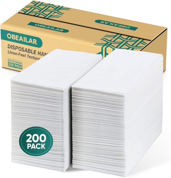 Obeailar 200 Pack Disposable Hand Towels for Bathroom, Linen-Feel Paper Hand Towels for