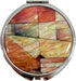 Portable Makeup Compact Double Magnifying Mirror, Foldable Pocket Style, Unique Mother of Pearl Design (Patchwork)