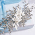 Missgrace Bridal Wedding Crystals Hair Comb, Handmade Flower Leaves Side Headpiece for Women (Silver)