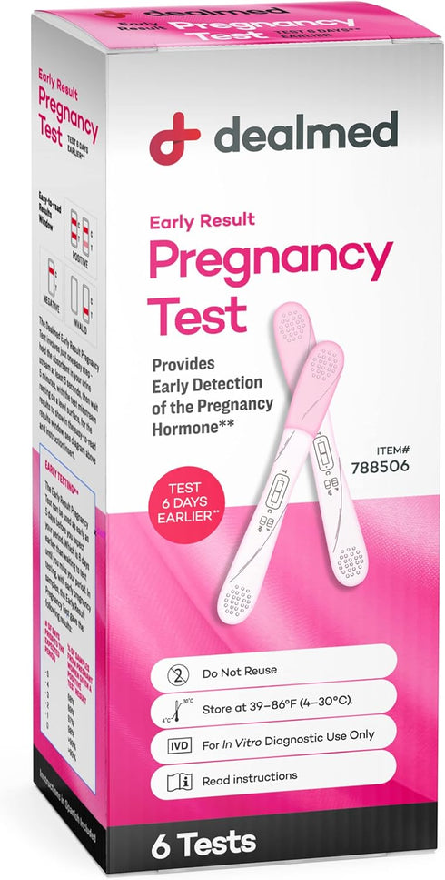 Dealmed Early Result Pregnancy Test, Individually Packaged Midstream Tests, Easy at Home