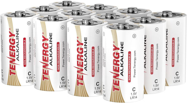 Tenergy 1.5V C Alkaline LR14 Battery, High Performance Non-Rechargeable, 12 Pack