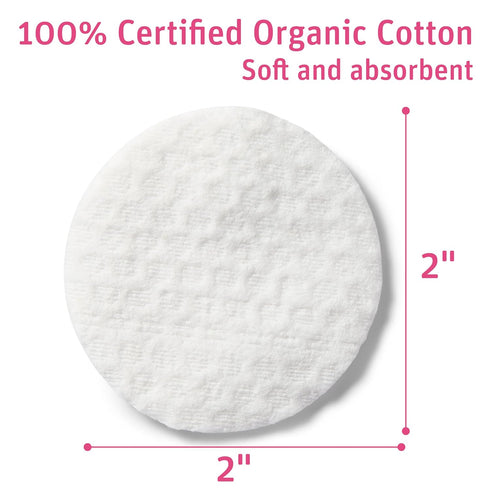 Simply Soft Premium Organic Cotton Rounds, 100 Count (Pack of 3), Soft, 100% Cotton Pads, Certified Organic, Hypoallergenic, Soft & Absorbent for Beauty, Cosmetics, Skin Care, Lint Free
