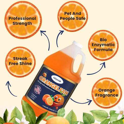Multi Purpose Cleaner - Pet Odor Eliminator Concentrate, pH Neutral Orangelean Floor Cleaner, 128 oz