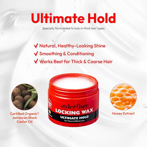 Red by Kiss Hold Locking Gel - Ultimate Hold for Thin Locs & Twists, Non-Frizz, Non-Flaking, Enriched with Castor Oil