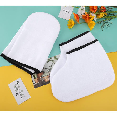Paraffin Wax Gloves & Booties - Segbeauty Heated SPA Mittens Foot Liners for Hot Wax Hand Therapy, White