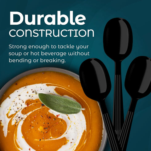 Heavy Duty Plastic Spoons - Disposable Soup Spoons - Plastic Cutlery for Parties, Pack of 500