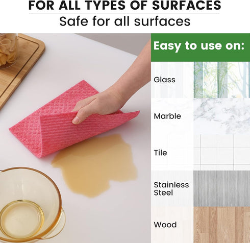 Homaxy Swedish Dishcloths for Kitchen, 10 Pack Reusable Washable Cellulose Sponge Cloths, Absorbent Dish Towels
