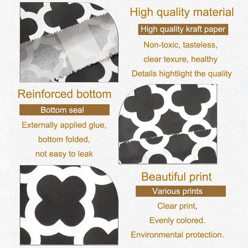 KEYYOOMY 100 Pcs Black Candy Buffet Bags, Small Polka Dot Paper Treat Bags for Wedding & Birthday Party (5 x 7 inch)