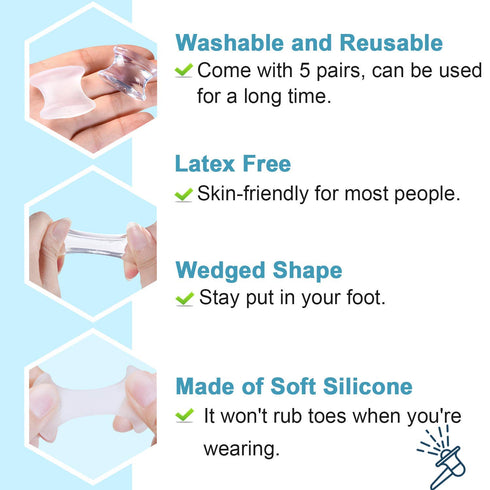 Povihome 8 Pack Gel Bunion Corrector and Toe Spacers, Separators and Straightener Orthotics for Sports Activities,