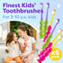 Kids Toothbrush 6 Pack, Soft Contoured Bristles, Child Sized Brush Heads, Suction Cup for Easy Storage (Green & Pink)