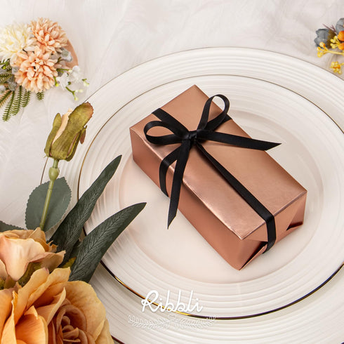 Ribbli Double Faced Black Satin Ribbon, 1/4” x 25 Yards, Use for Bows, Gift Wrapping, Floral Arrangement