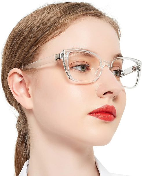 OCCI CHIARI Fashion Cateye Women Glasses, Nerd Reader No Magnification Clear Glasses (Transparent)