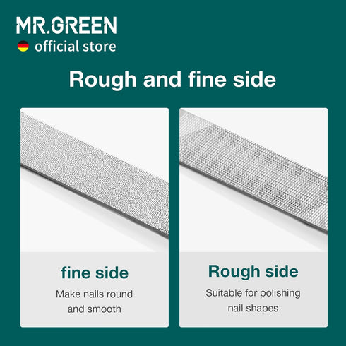 MR.GREEN Double Sided Nail Files - Stainless Steel Manicure Pedicure Grooming Tools for Finger and Toe Nails
