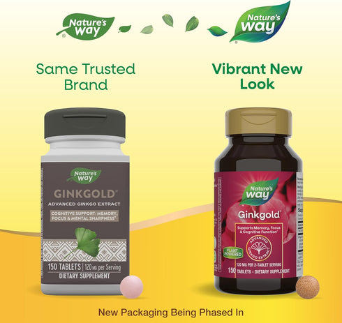 Nature's Way Ginkgold Advanced Ginkgo Extract, 150 Tablets, Supports Memory, Focus & Cognitive Function*