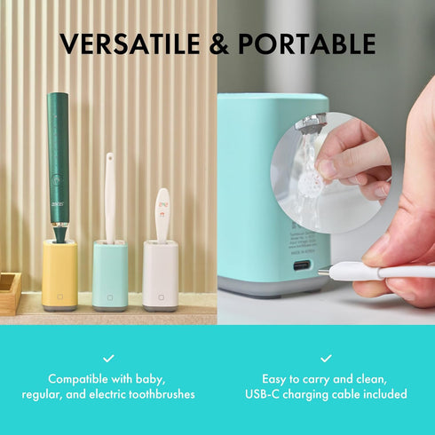 Link UV-C + Heat Drying Toothbrush Holder L-S201, Toothbrush Cover, USB Charging, Auto Care System, Mint