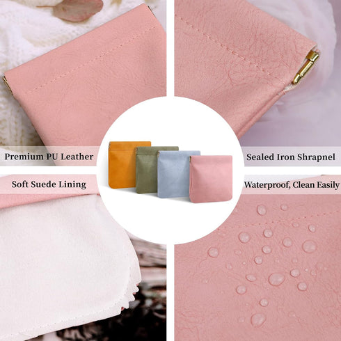 8 Pcs Small Waterproof Makeup Bag for Purse, Portable Pocket Cosmetic Bag with 7" Squeeze Top Glasses Case, No Zipper