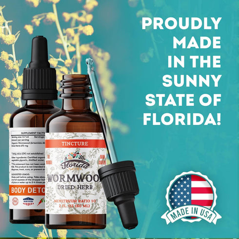 Wormwood Organic Tincture - Natural Digestive Cleanse Supplement, Wormwood Herb Extract for Detox, 2 Fl Oz